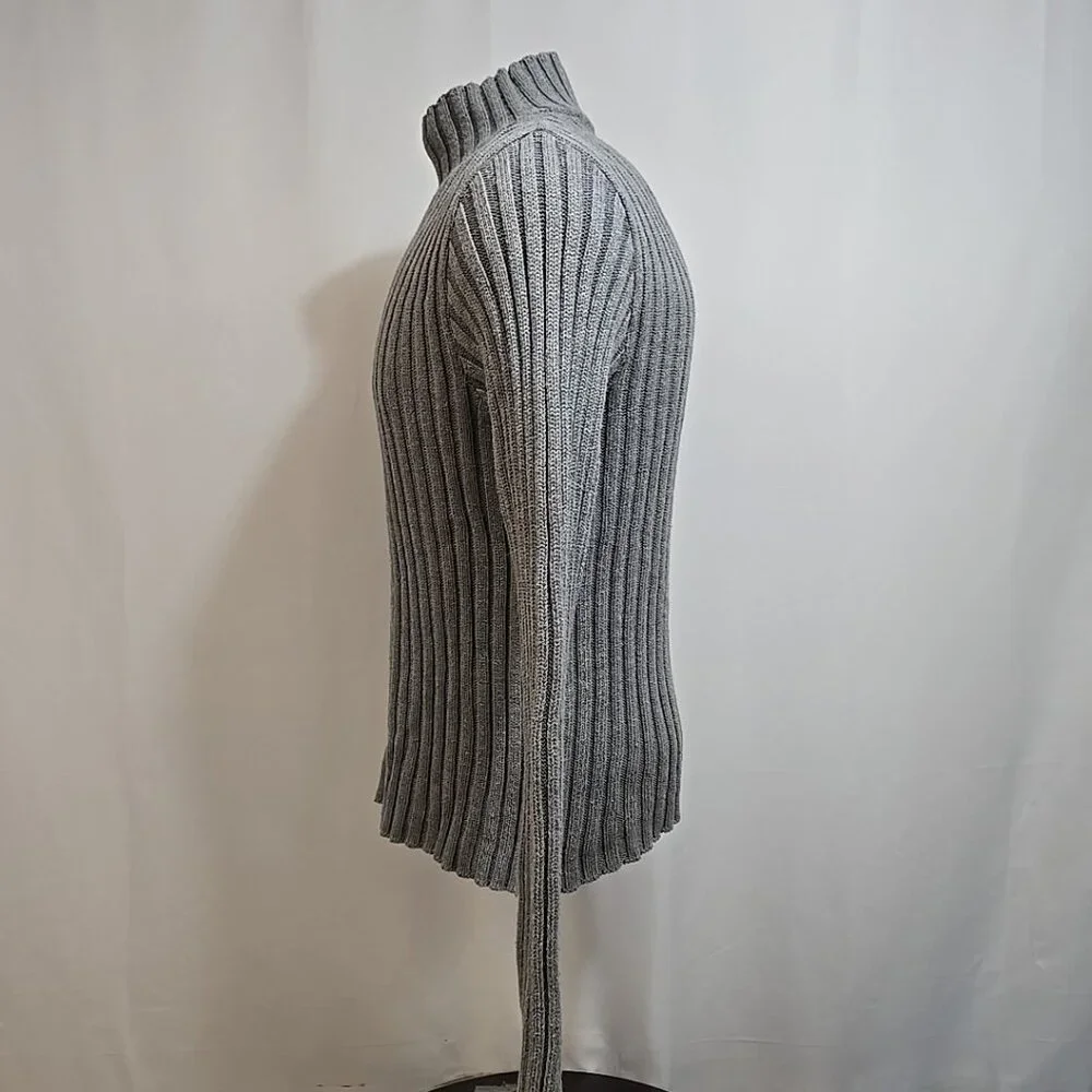 VTG Abercrombie Fitch Sweater Mens Size Large Gray Fisherman Ribbed USA 90s Y2K - Picture 2 of 9